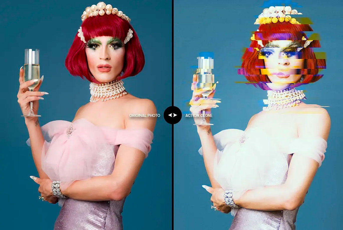 抖音小故障切片风格photoshop动作预设