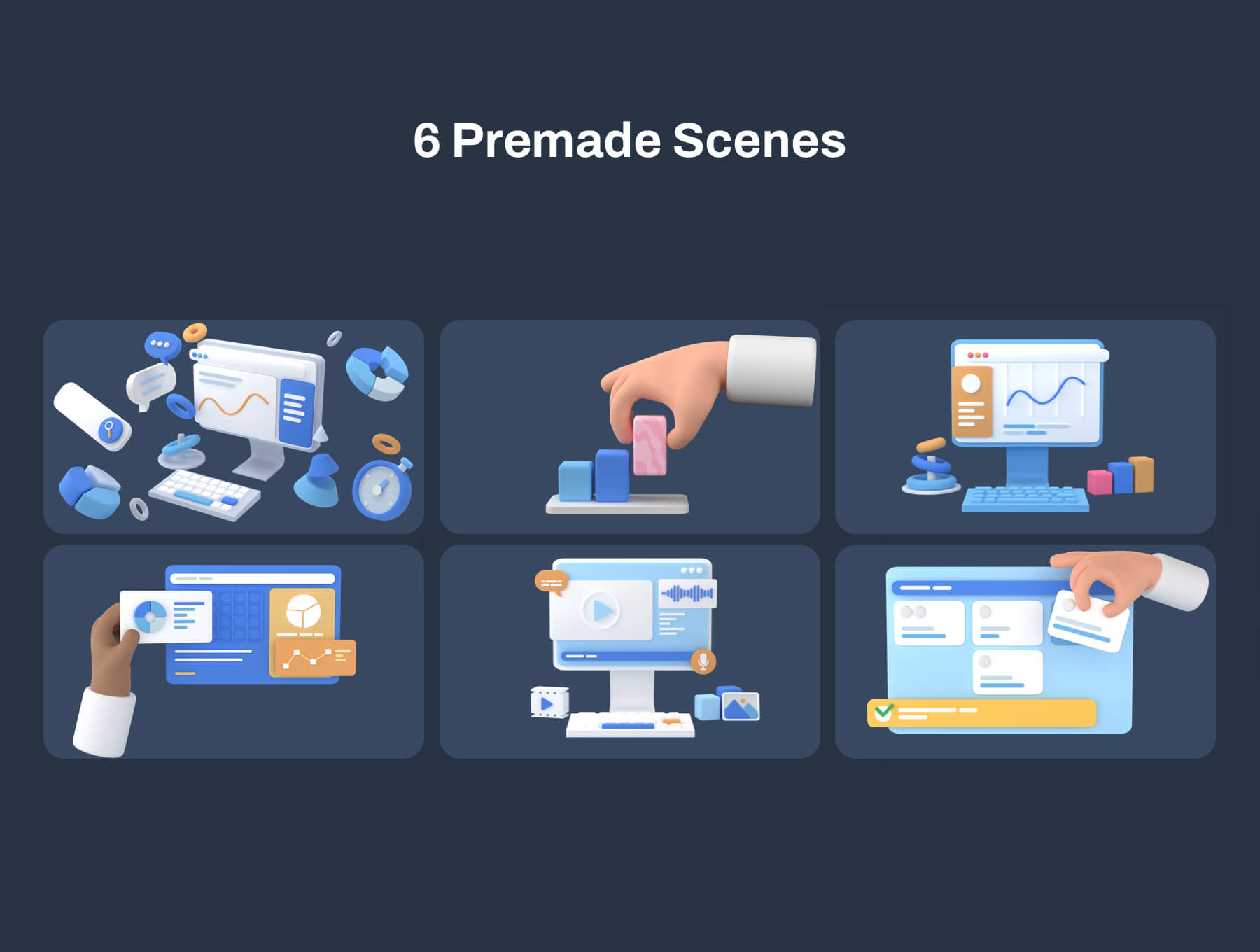 30个数据可视化相关3D图标Blender模型