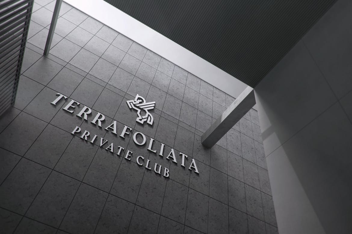 3D立面墙企业LOGO标志PSD样机素材