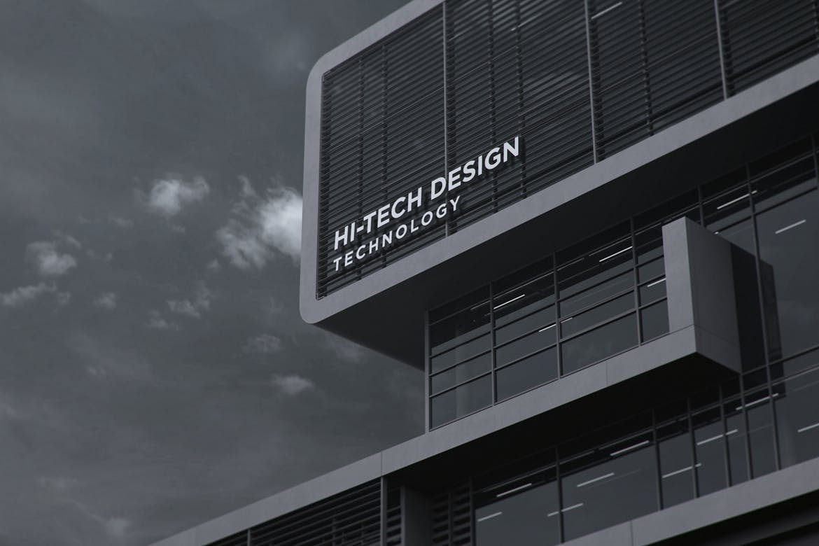 3D立面墙企业LOGO标志PSD样机素材