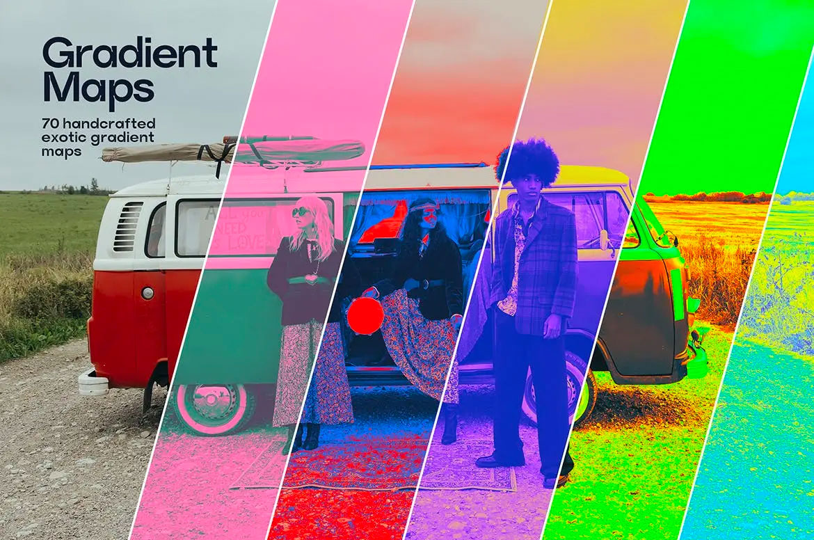 多种迷幻色彩和元素PS动作 (GRD,PNG,PSD,ATN)