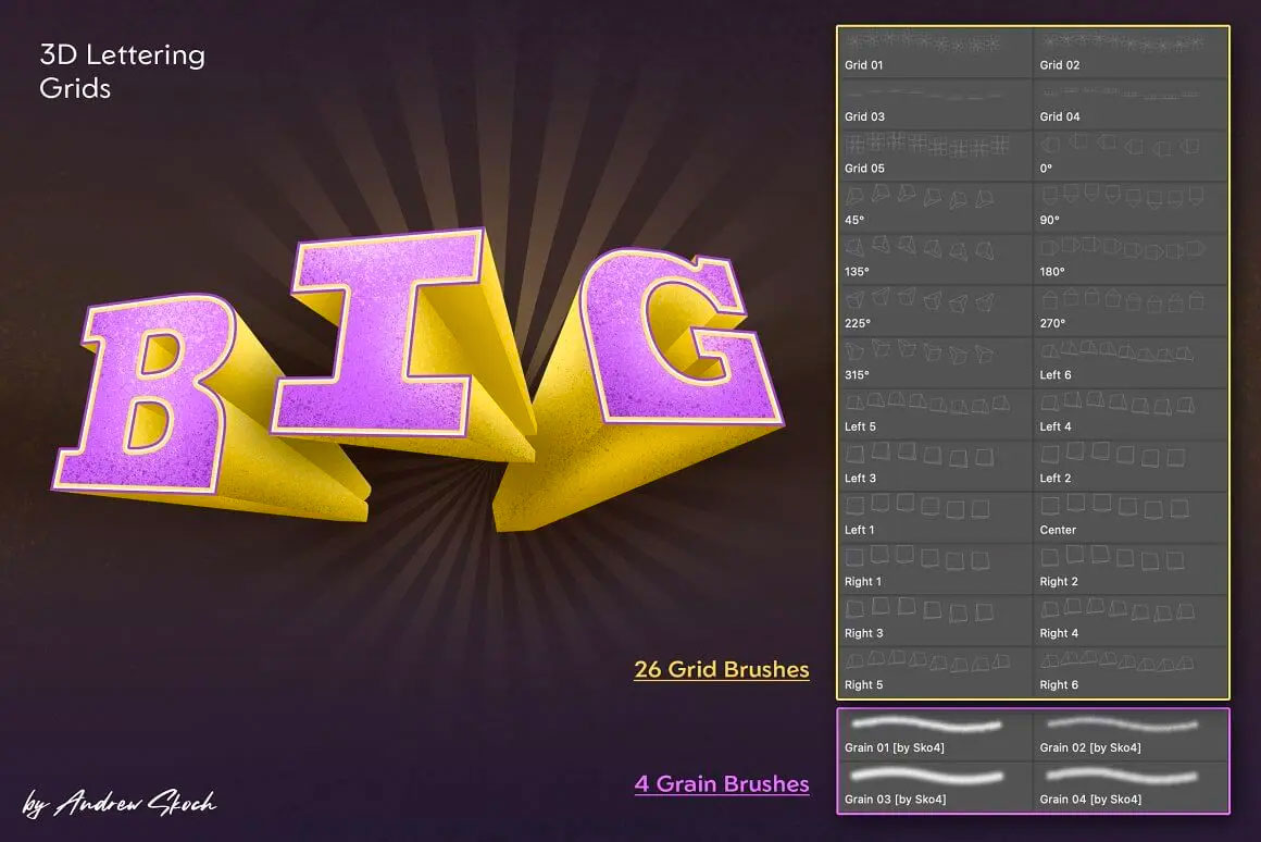 3D字母网格和笔刷素材