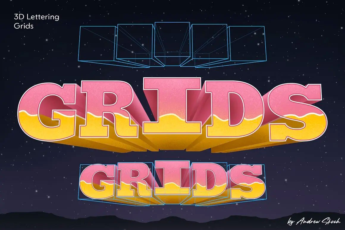 3D字母网格和笔刷素材