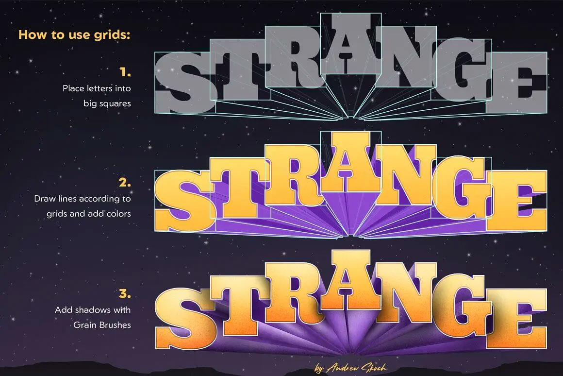 3D字母网格和笔刷素材