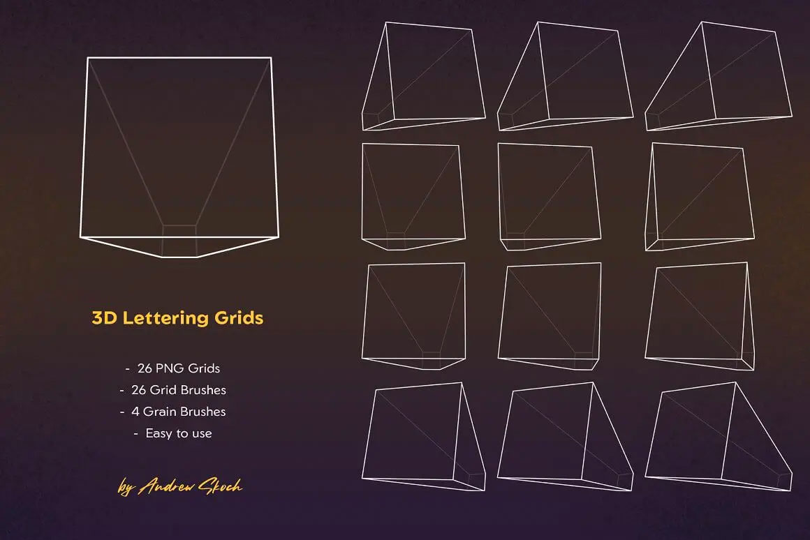 3D字母网格和笔刷素材