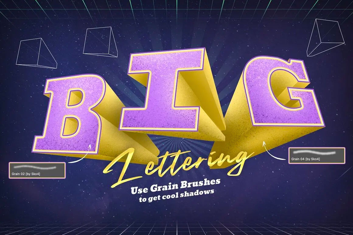 3D字母网格和笔刷素材