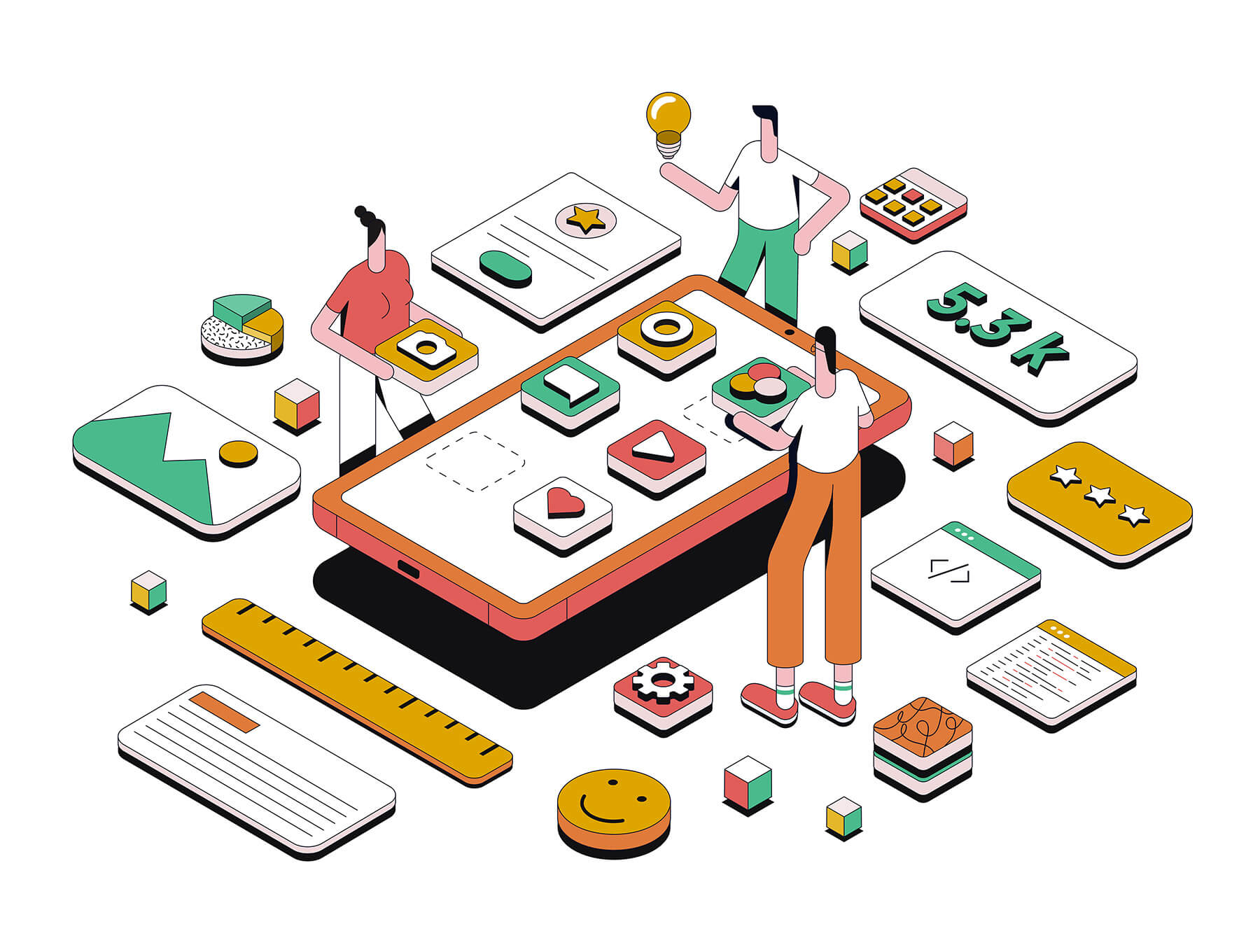 各种主题的2.5D等距插图集合