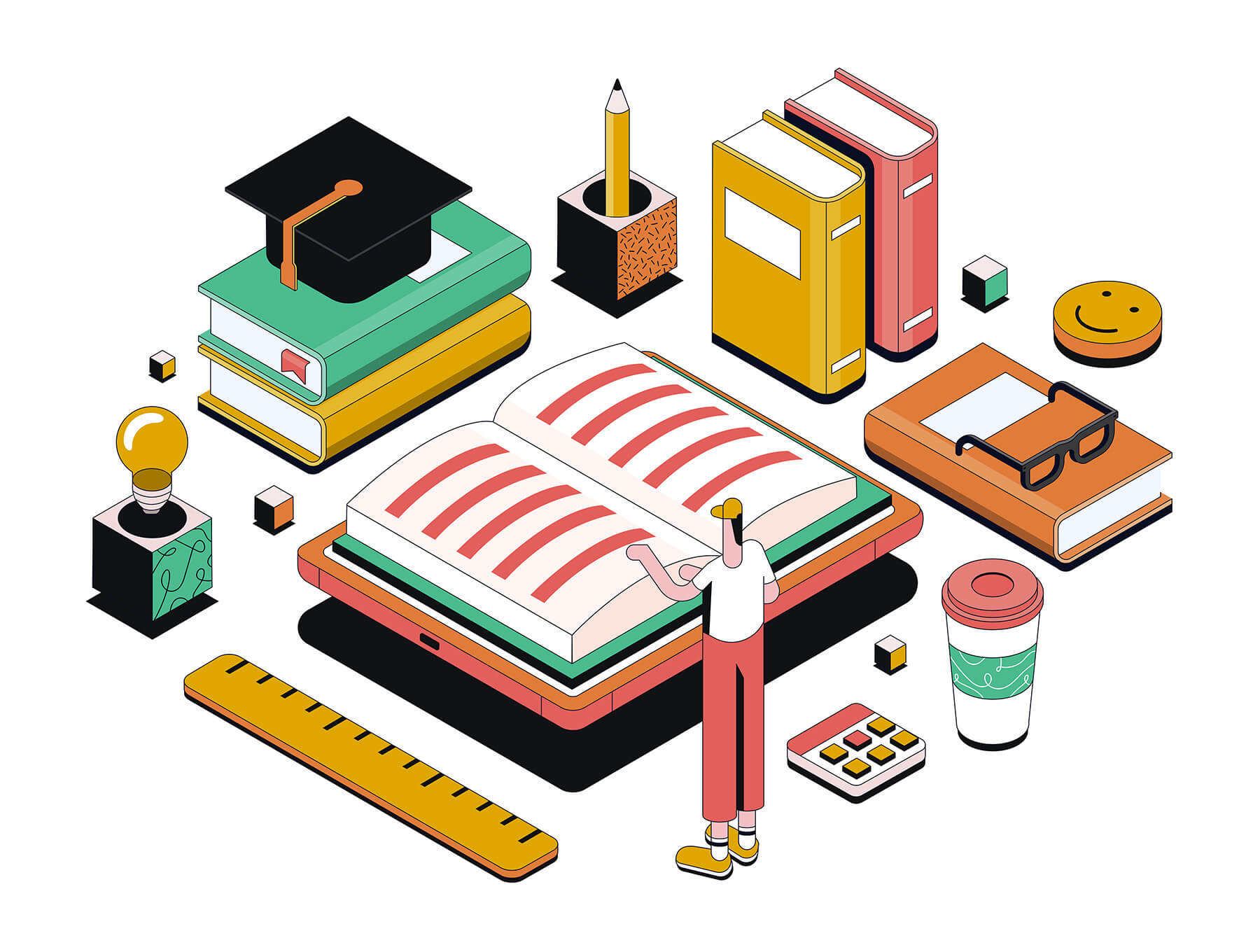 各种主题的2.5D等距插图集合