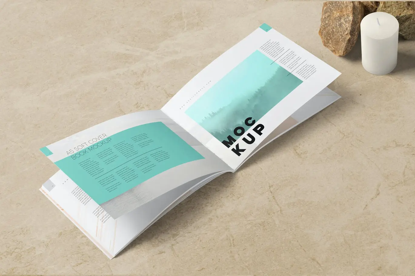 A5尺寸订书书籍设计PSD样机素材