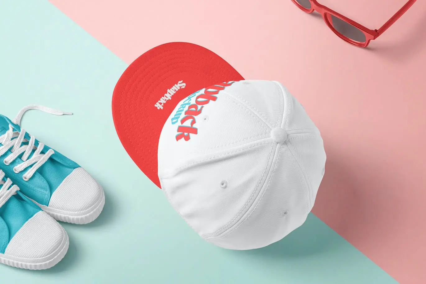 小清新配色圆形橄榄帽运动主题PSD样机设计