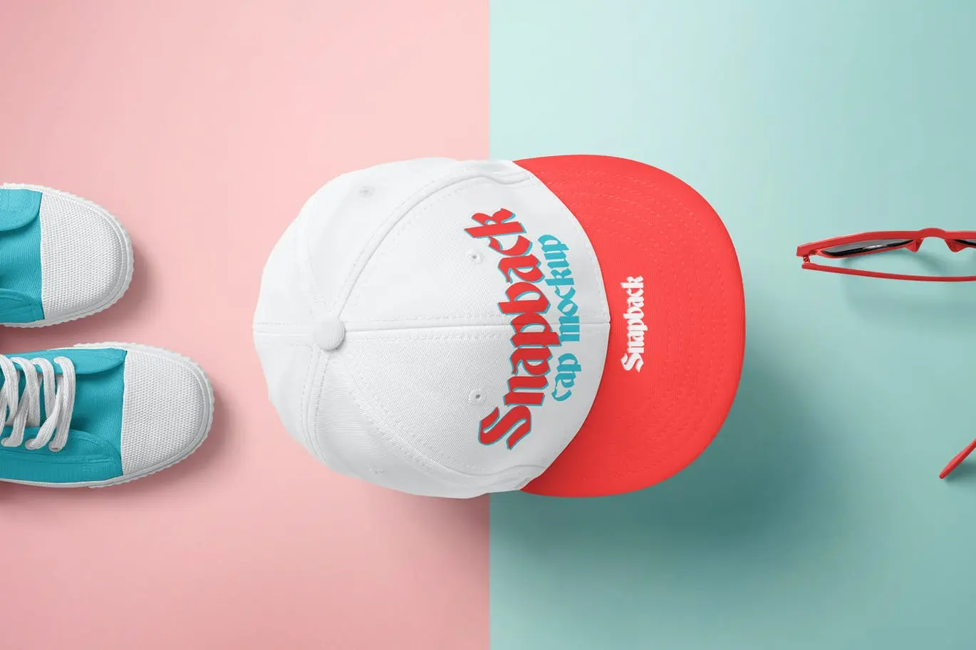 小清新配色圆形橄榄帽运动主题PSD样机设计