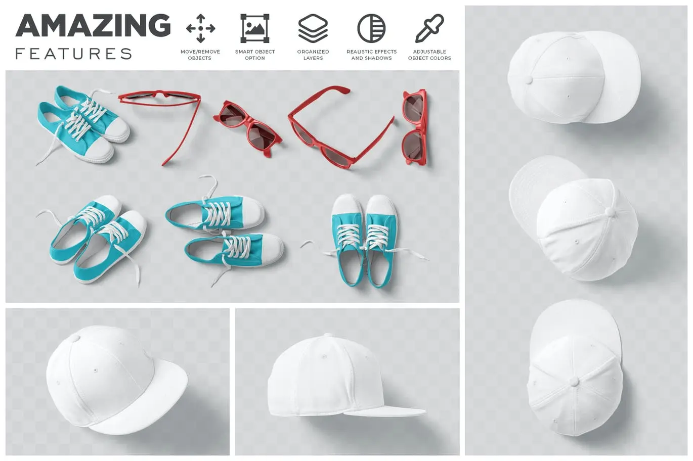 小清新配色圆形橄榄帽运动主题PSD样机设计