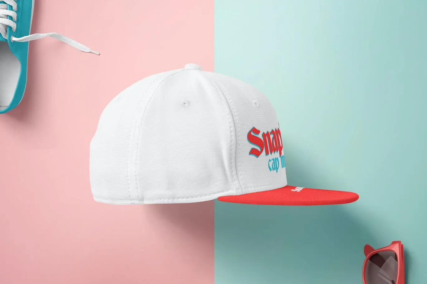 小清新配色圆形橄榄帽运动主题PSD样机设计