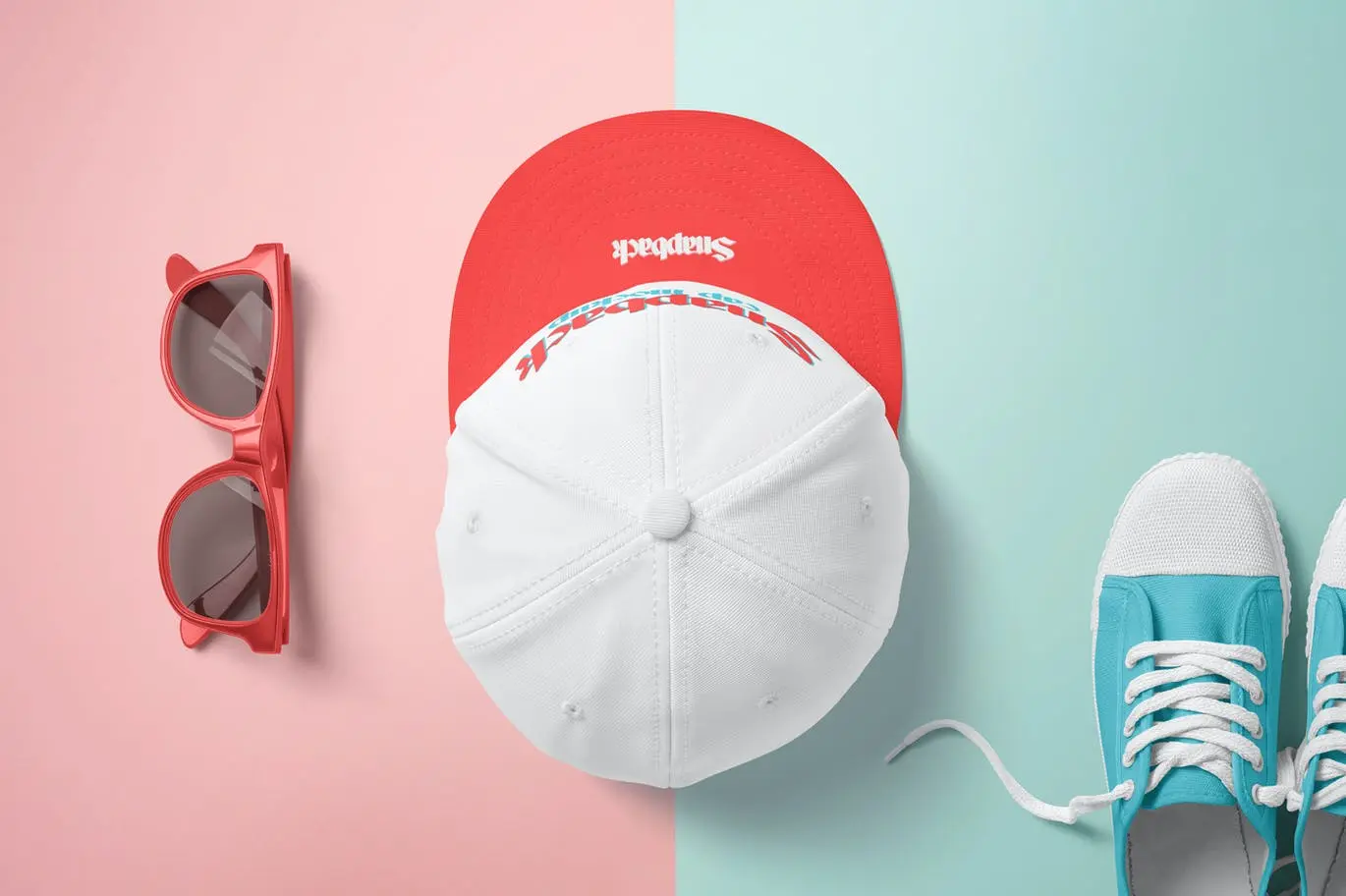 小清新配色圆形橄榄帽运动主题PSD样机设计