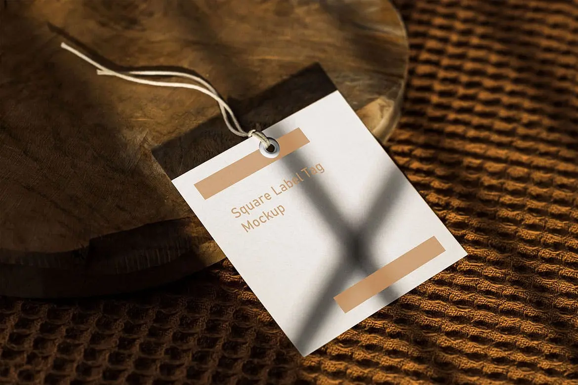 光影阴影正方形标签设计PSD样机模板