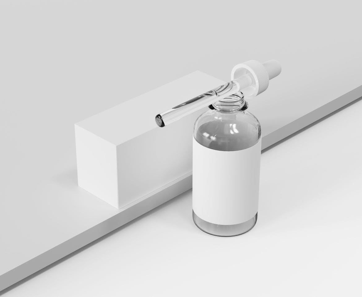 超级细腻的化妆品滴管瓶纸盒包装设计PSD样机