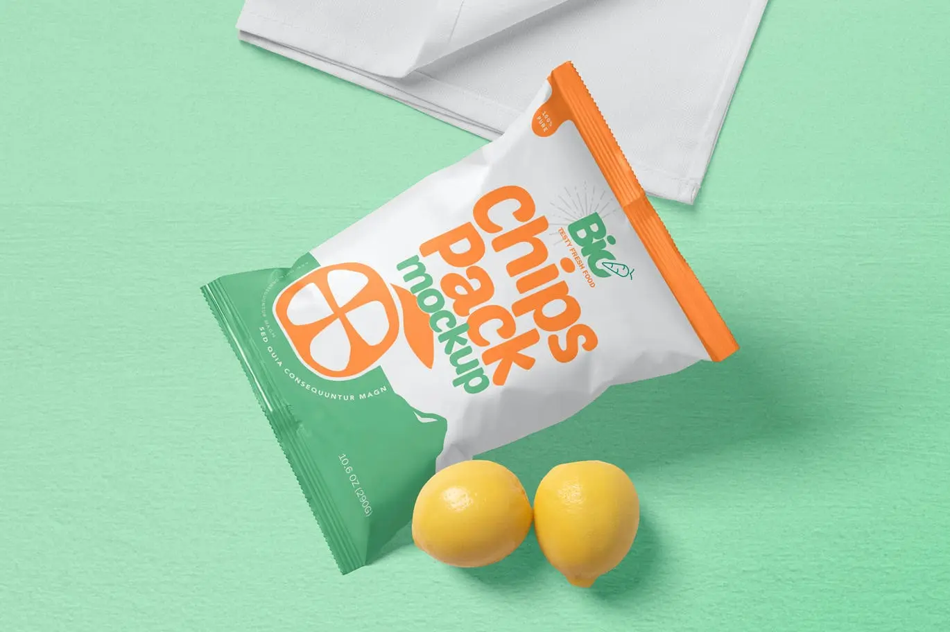 薯片食品零食包装袋PSD样机设计素材