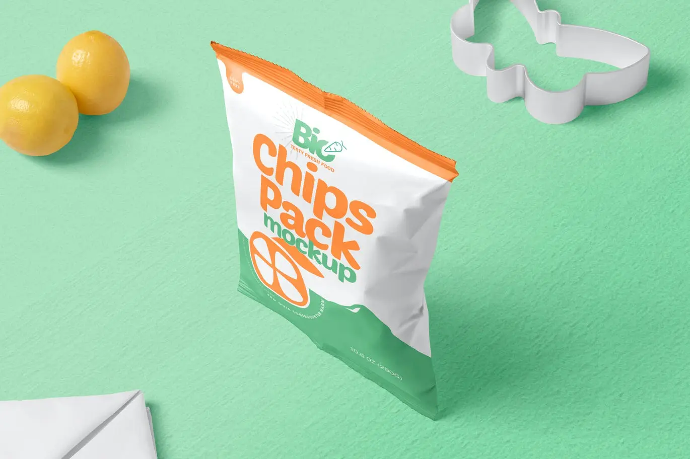 薯片食品零食包装袋PSD样机设计素材