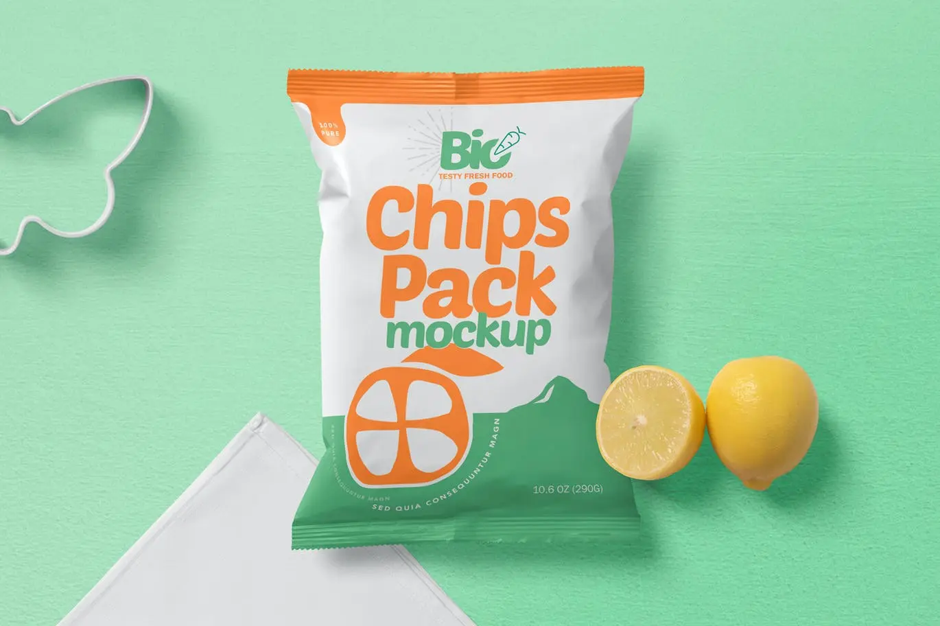 薯片食品零食包装袋PSD样机设计素材