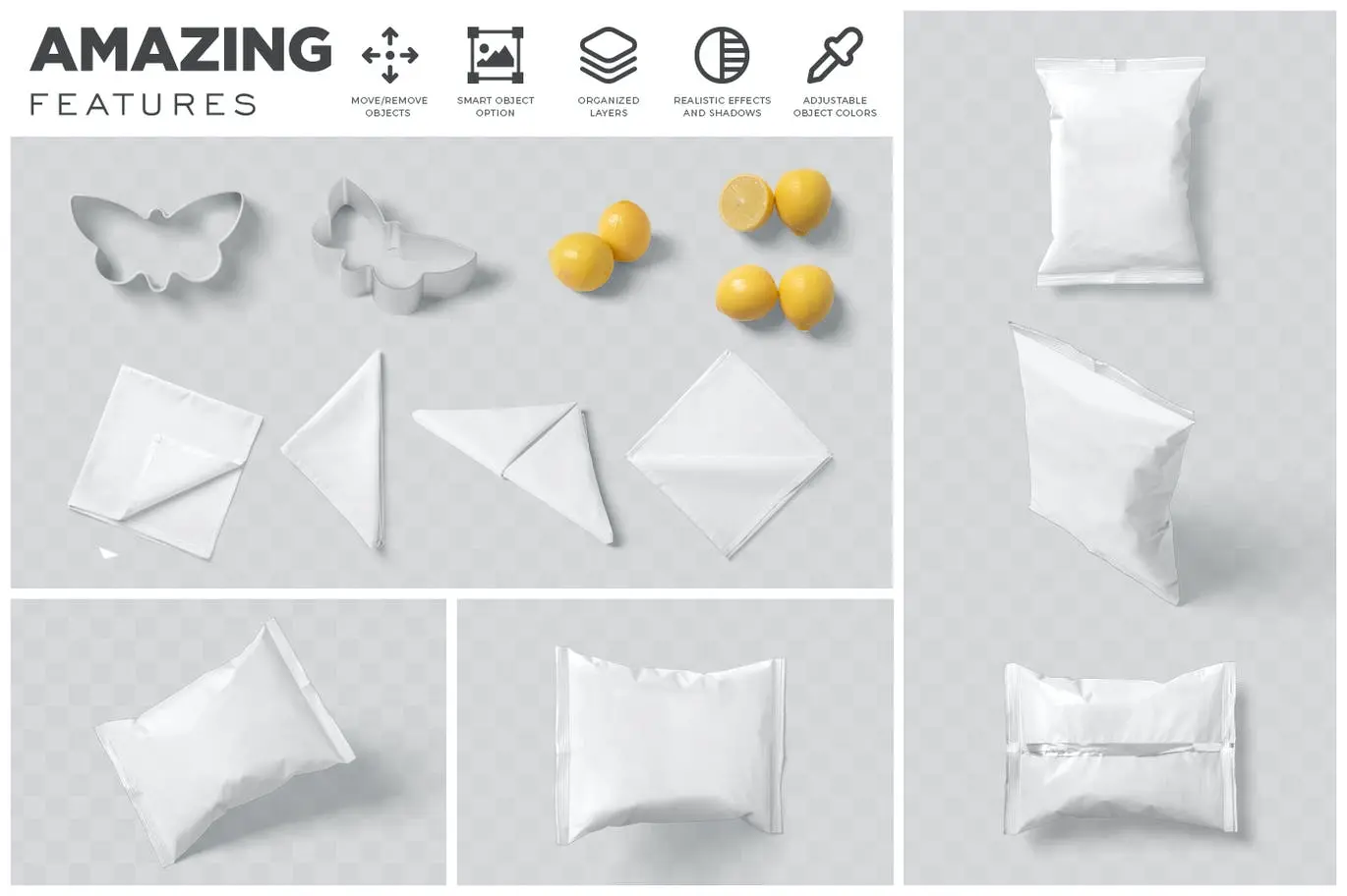 薯片食品零食包装袋PSD样机设计素材