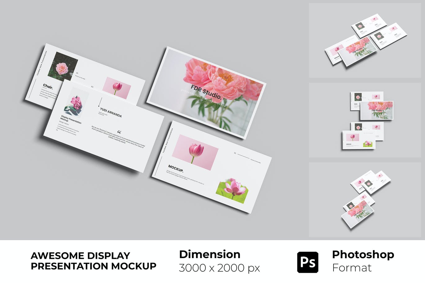 带投影的白色明信片纸张PSD样机模板