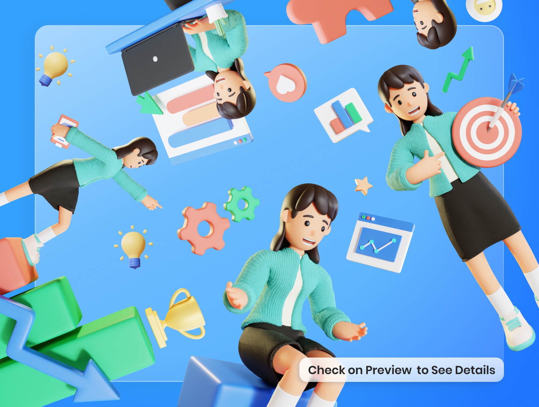 一套3D人物工作活动主题模型包（Blender）