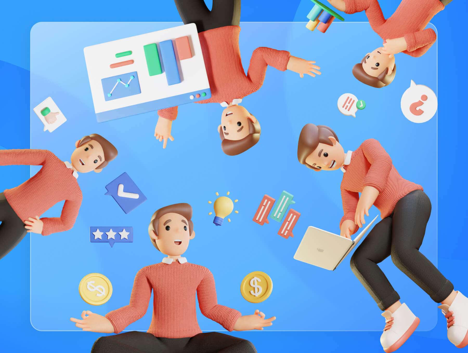 一套3D人物工作活动主题模型包（Blender）