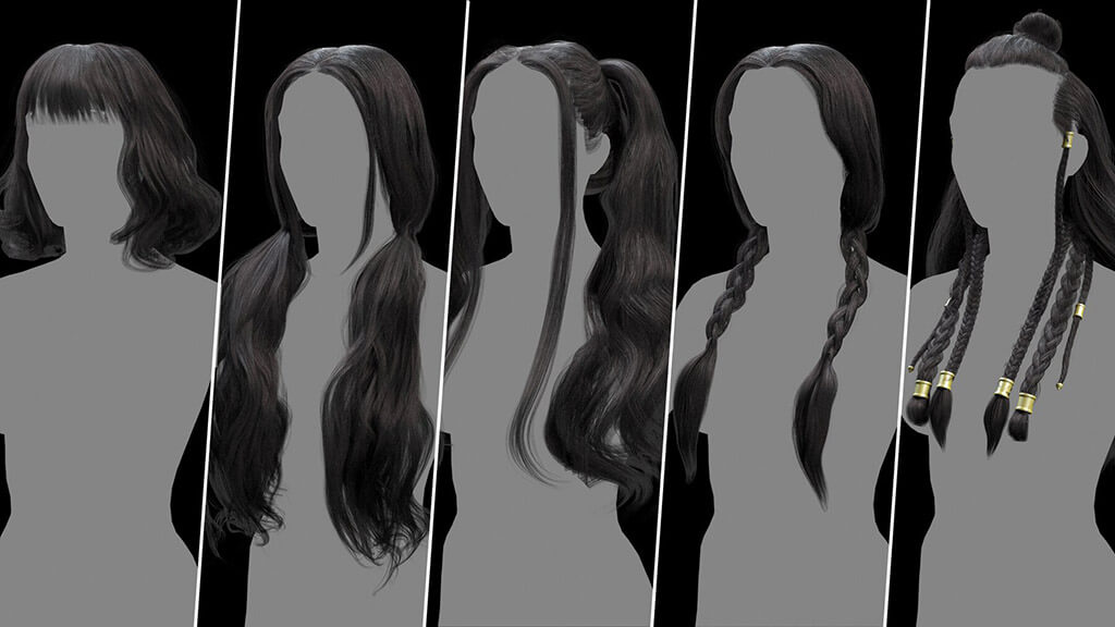 40款3D发型头发模型 通用格式+C4D+OC贴图