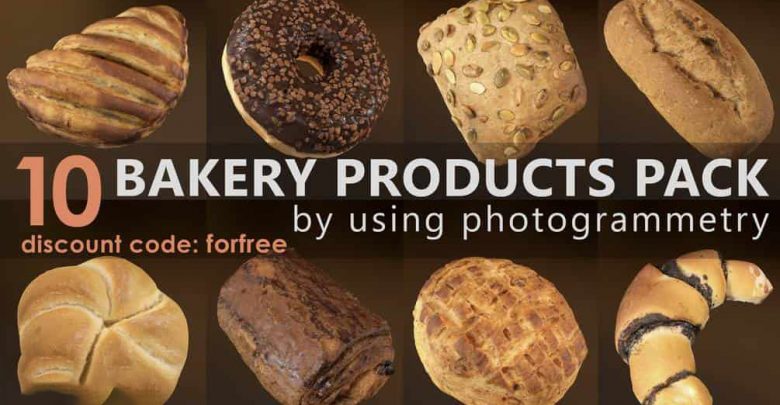 10个面包食物甜甜圈C4D模型素材