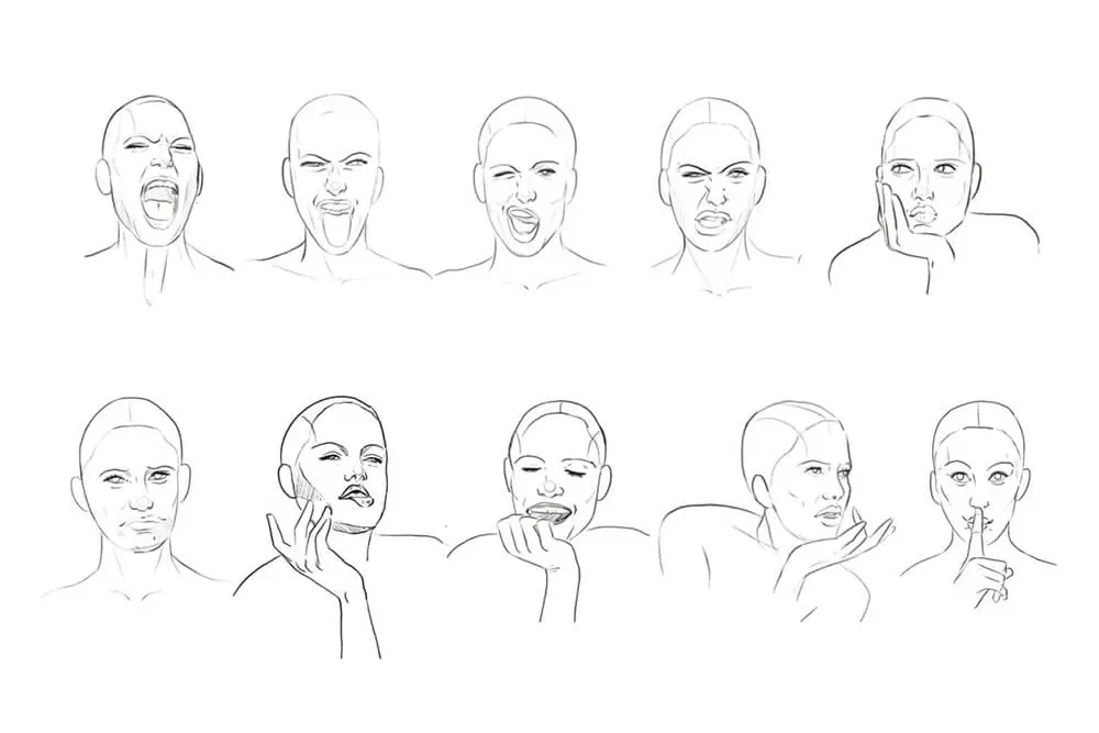 10个面部表情Procreate笔刷素材