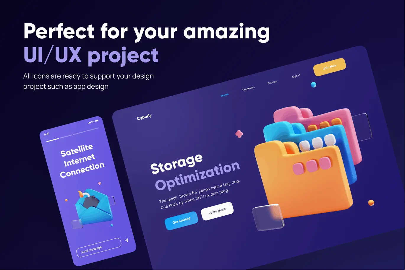 风格独特的互联网相关3D图标素材包