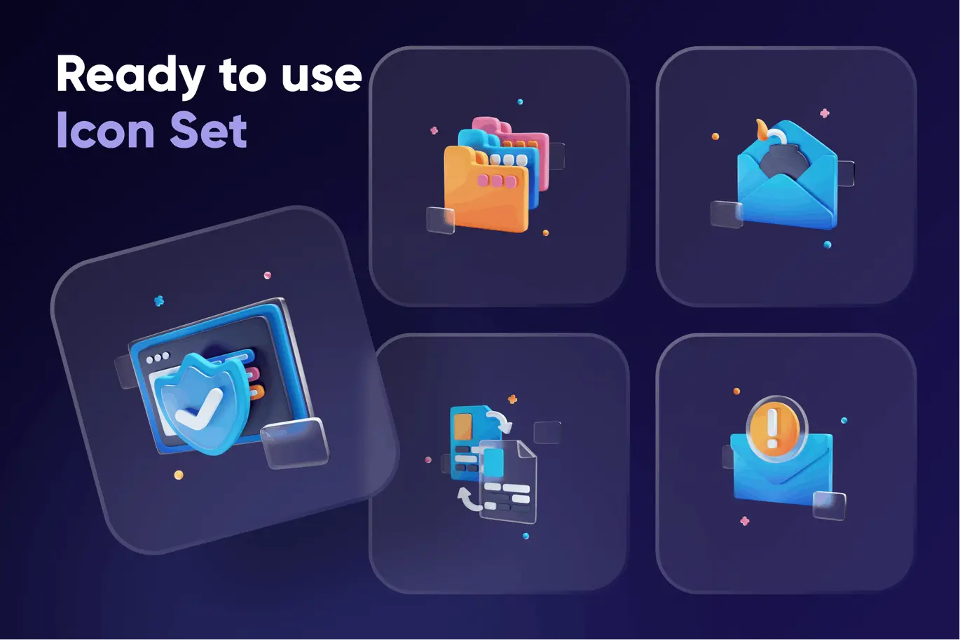 风格独特的互联网相关3D图标素材包