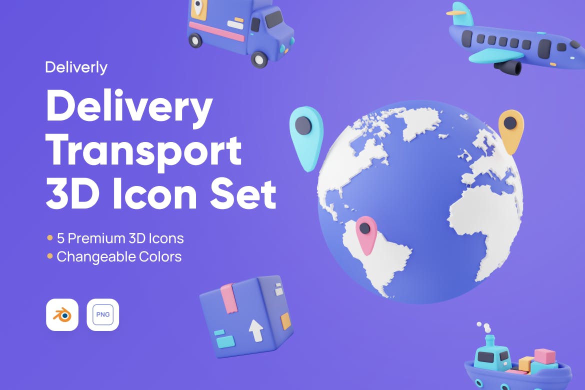 物流物流主题3D图标模型素材(Blender)