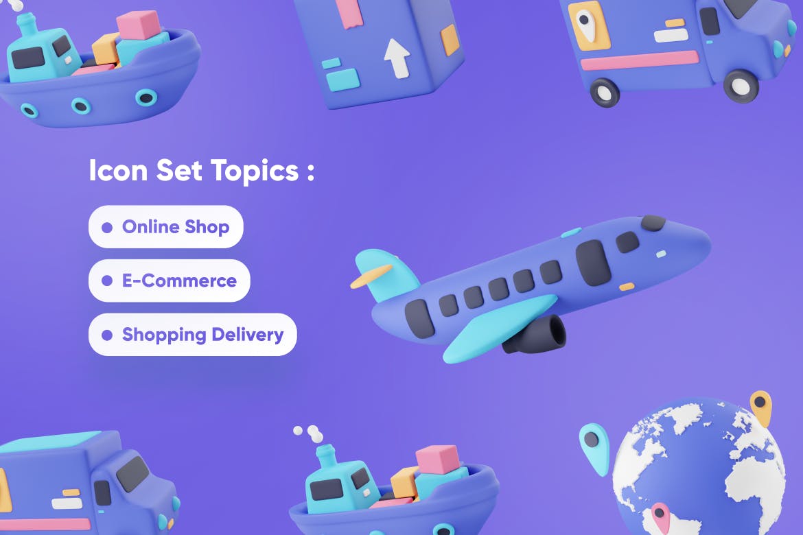 物流物流主题3D图标模型素材(Blender)