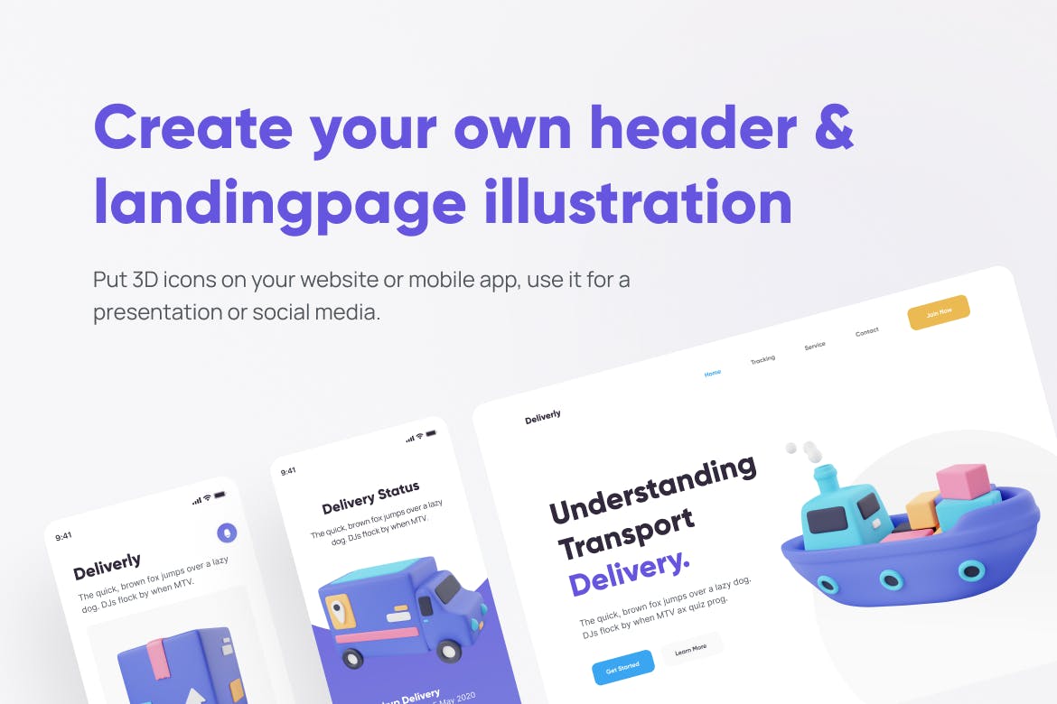 物流物流主题3D图标模型素材(Blender)