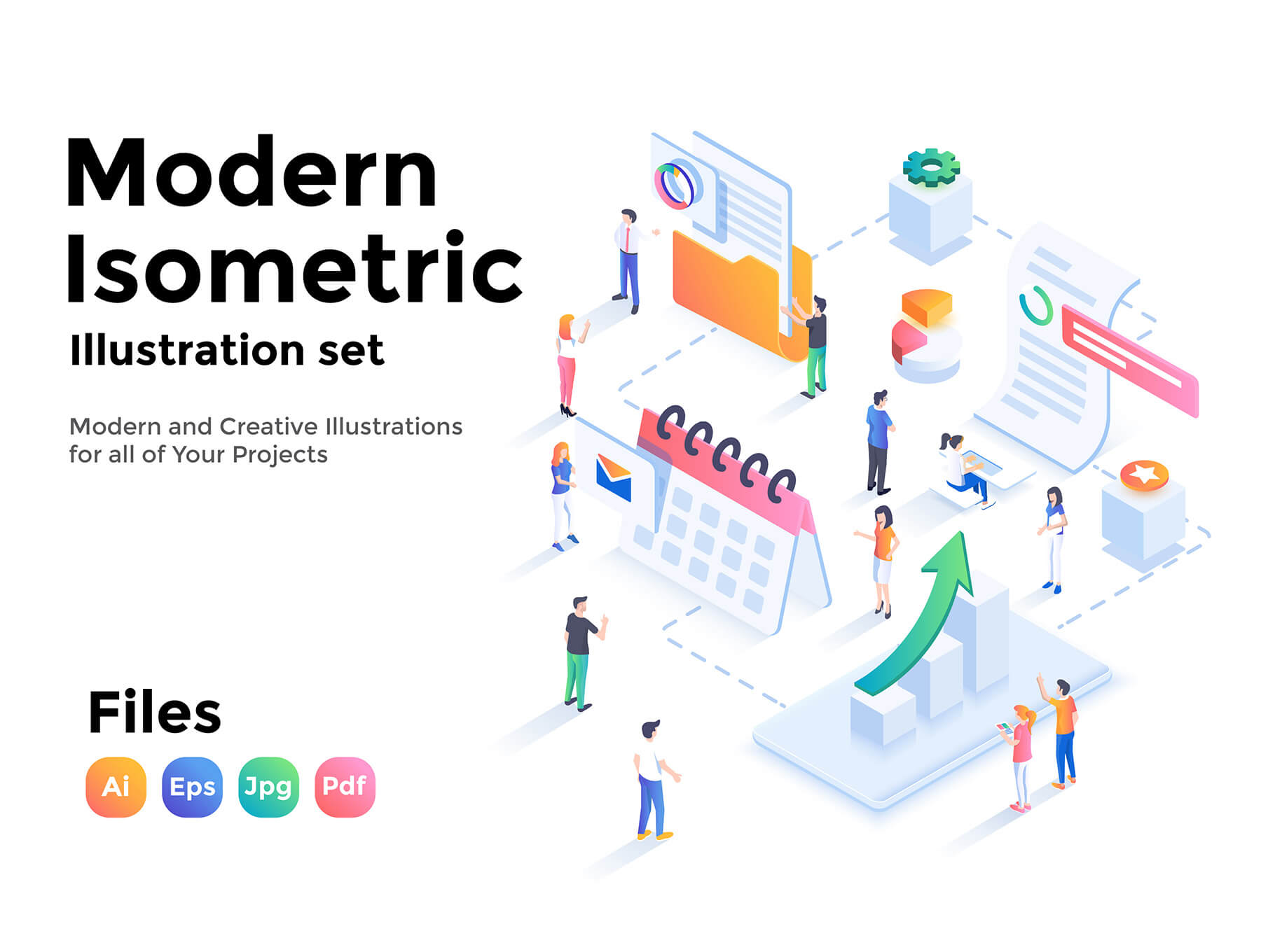 可用做APP开机引导界面的2.5d风格商业插画