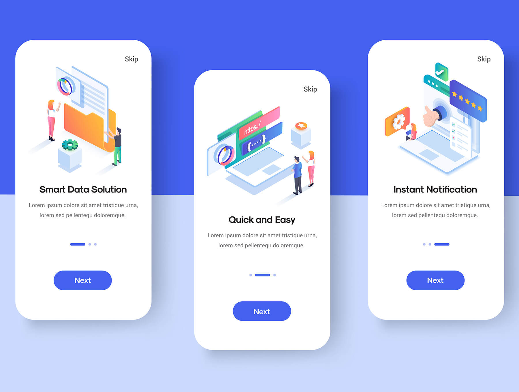 可用做APP开机引导界面的2.5d风格商业插画
