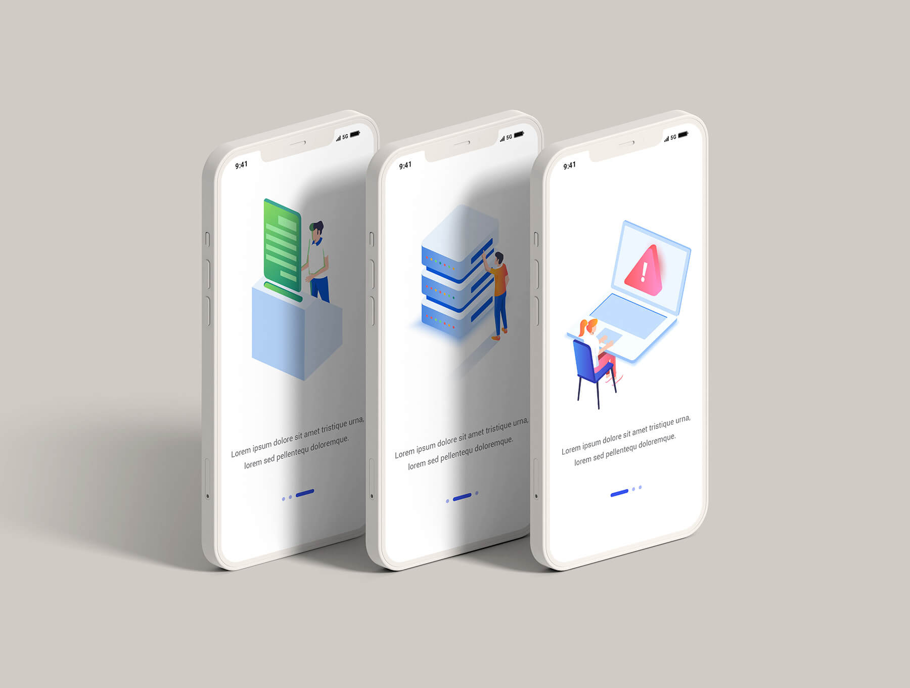 可用做APP开机引导界面的2.5d风格商业插画