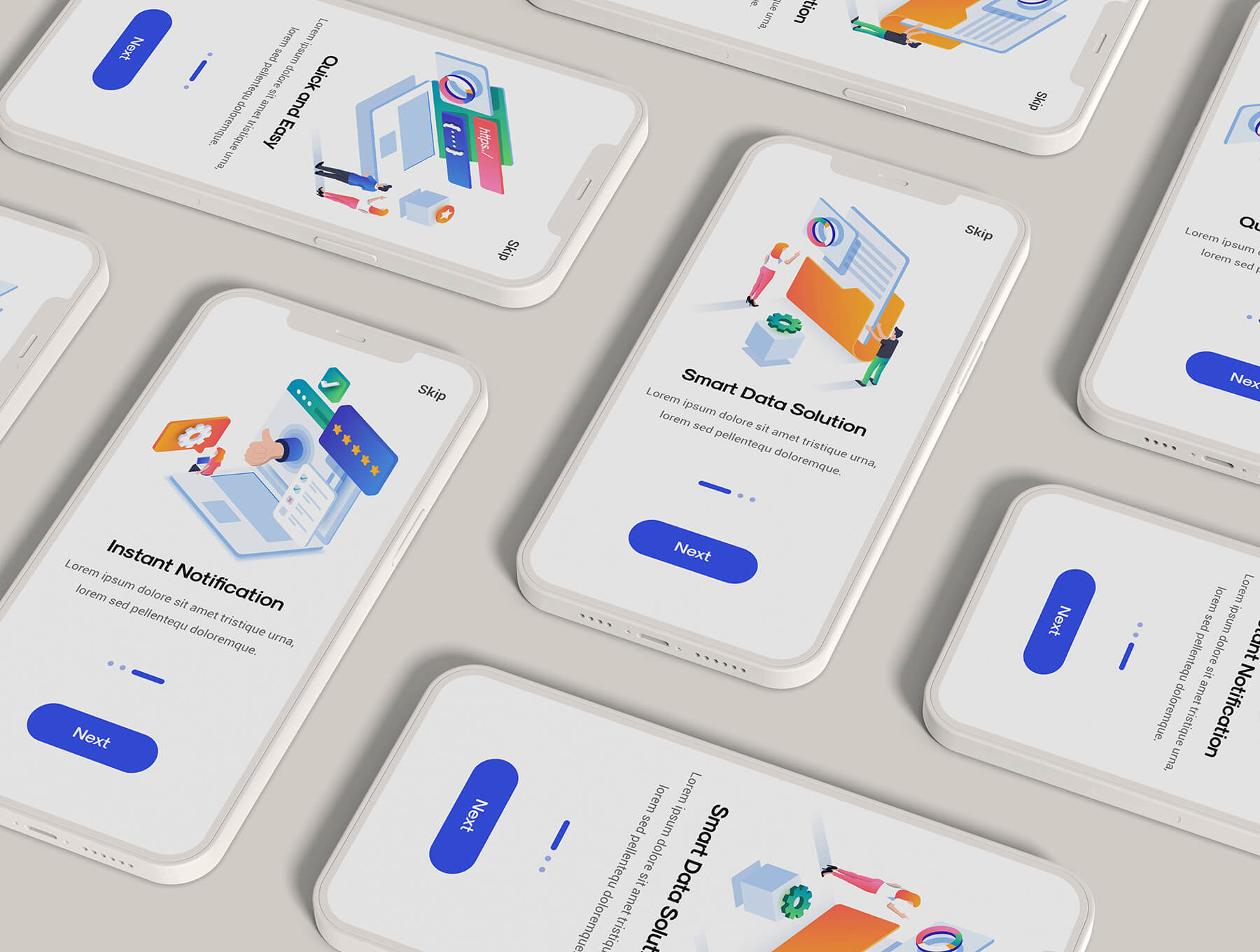 可用做APP开机引导界面的2.5d风格商业插画