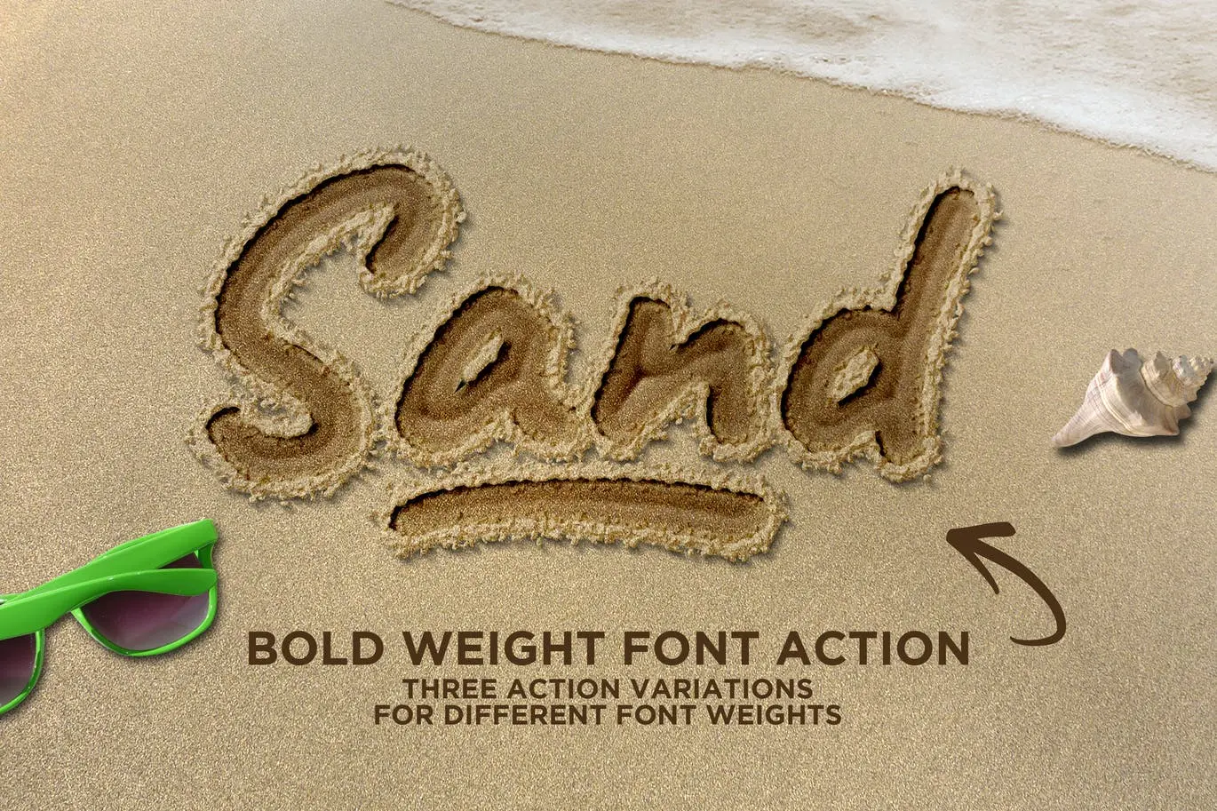 沙滩文字字体PS动作效果 (ABR,ATN,PAT)