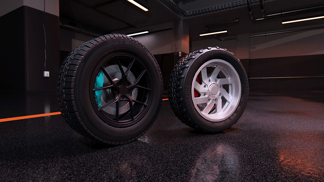 20个现代运动汽车轮毂轮胎3D模型素材合集