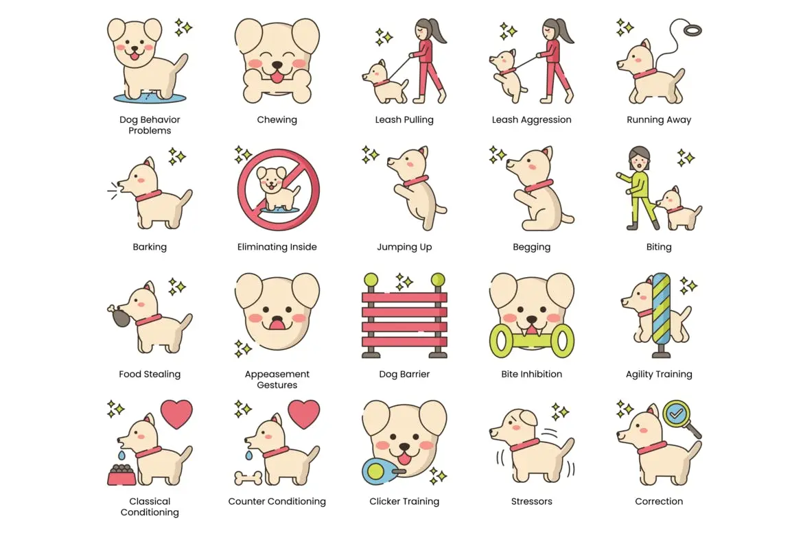 75个可爱小狗矢量图标素材包 (AI,SVG,PNG)