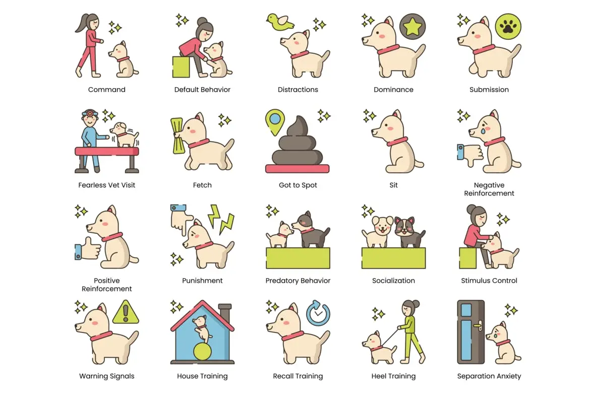 75个可爱小狗矢量图标素材包 (AI,SVG,PNG)