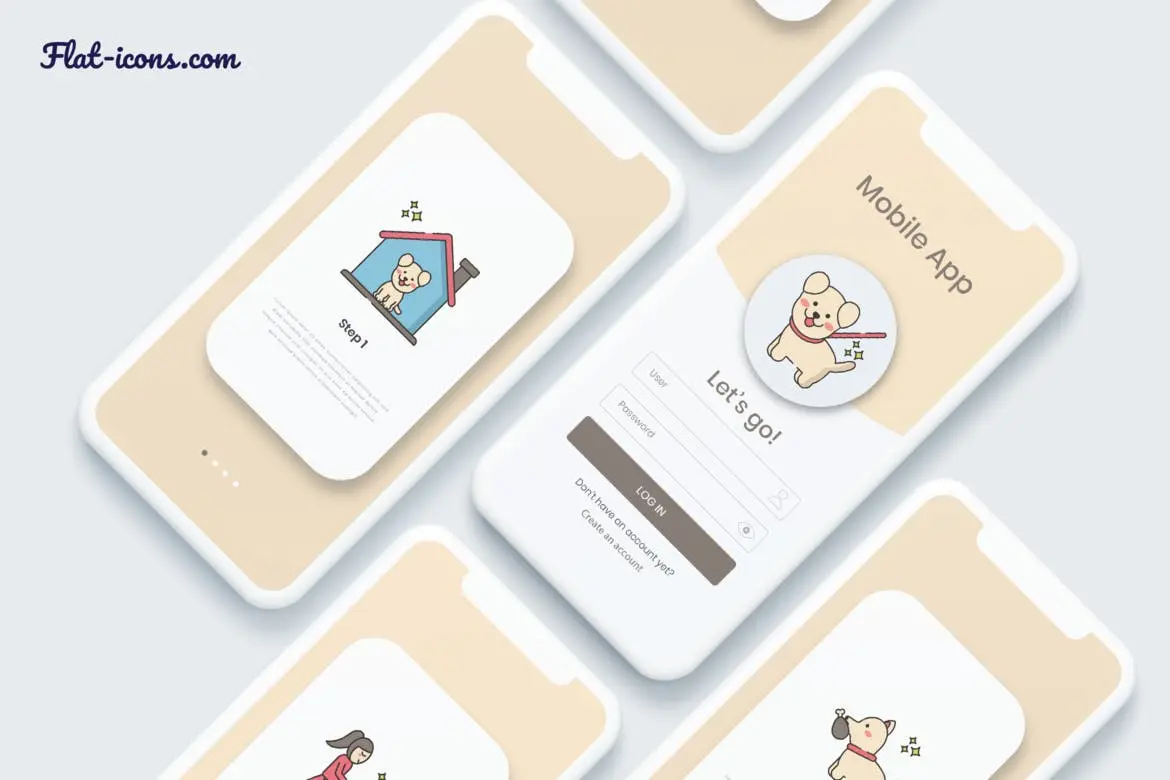 75个可爱小狗矢量图标素材包 (AI,SVG,PNG)