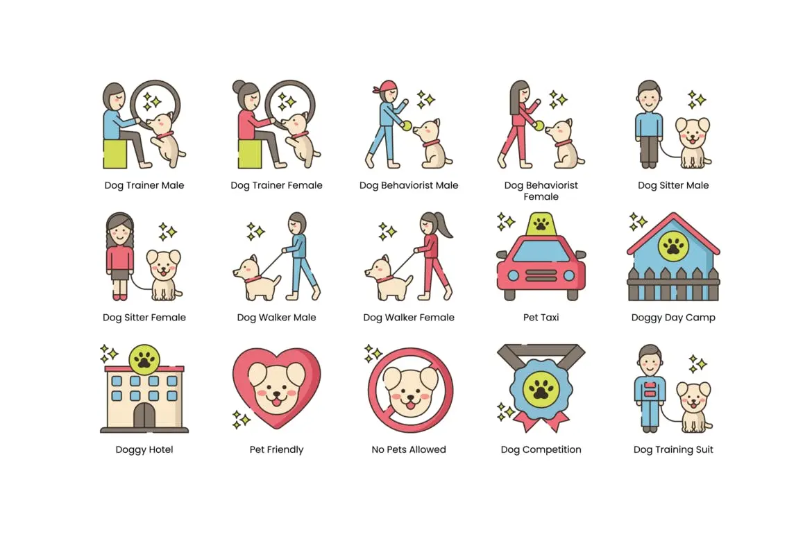 75个可爱小狗矢量图标素材包 (AI,SVG,PNG)