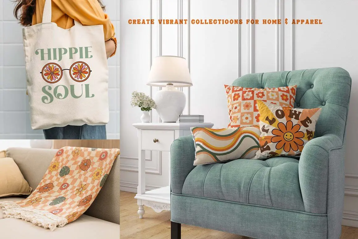 一套波西米亚风格夏天复古图案插画素材包