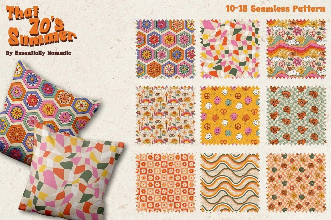 一套波西米亚风格夏天复古图案插画素材包