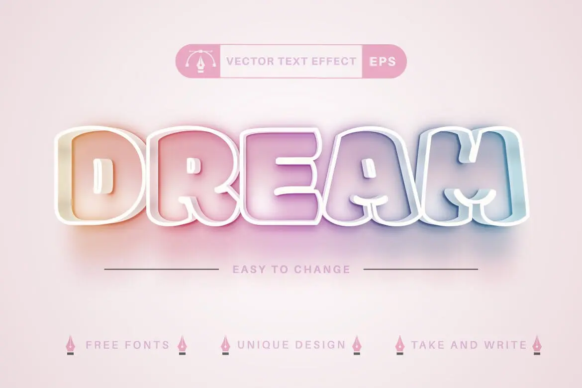 一套3D有质感的矢量文本效果