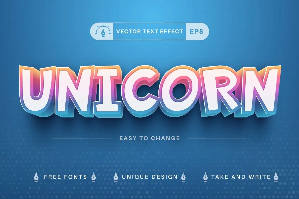 一套3D有质感的矢量文本效果