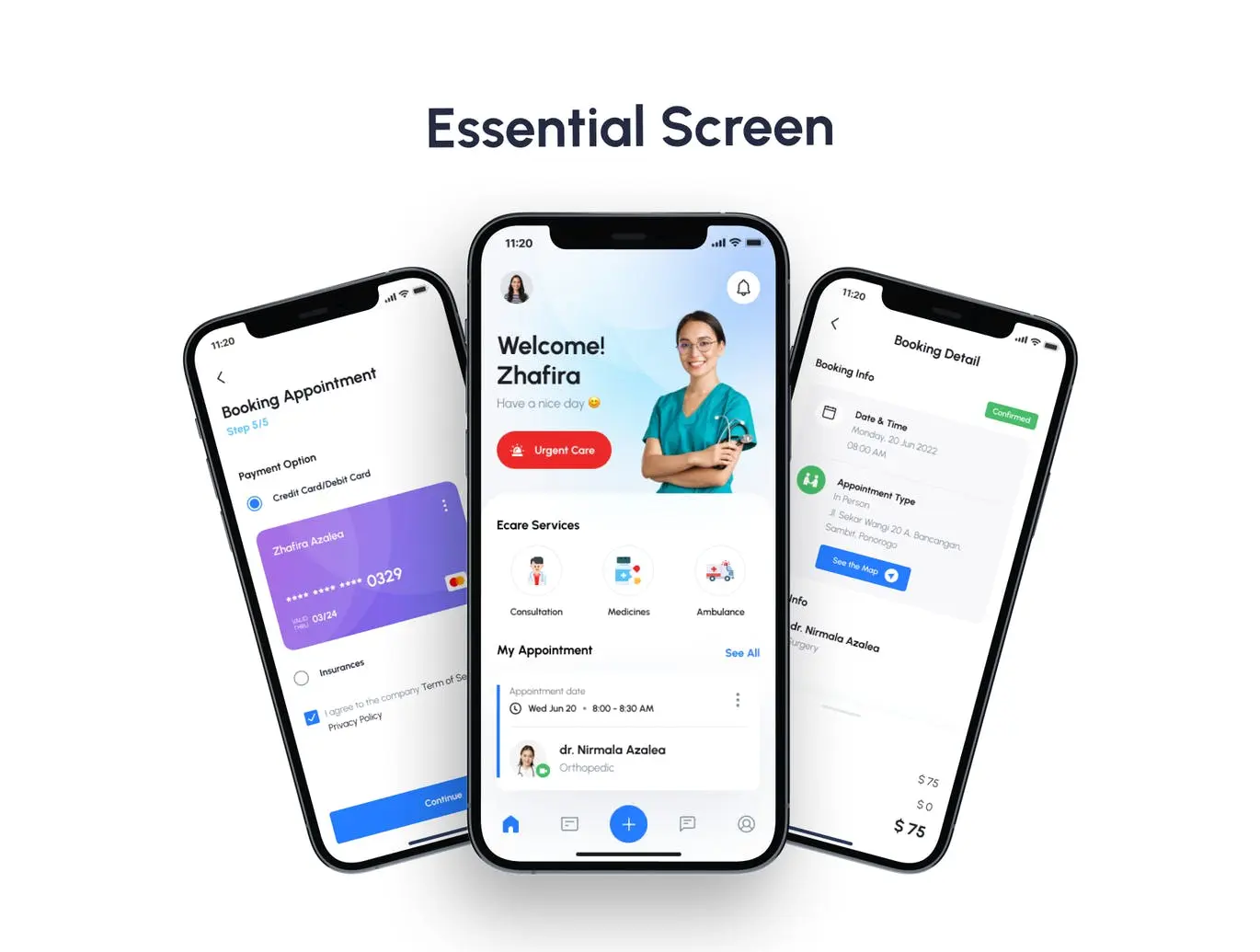 蓝色医疗诊所智能护理相关APP UI Kit界面(FIGMA)